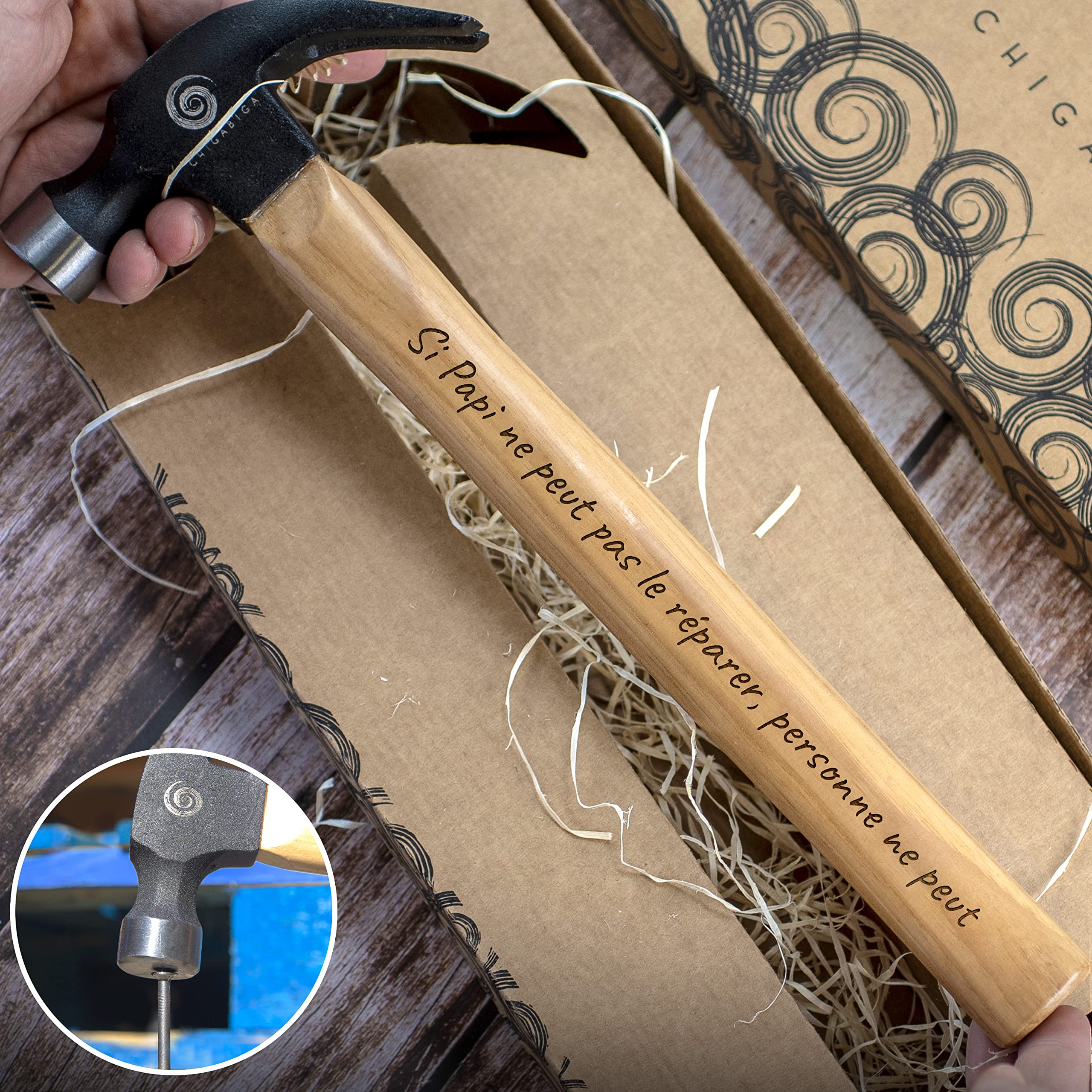 Marteau gravé personnalisé, cadeau original pour homme, fête des pères, Noël, grand-père, petit copain, anniversaires, Saint-Valentin (Si Papi ne peut pas le réparer, personne ne peut)