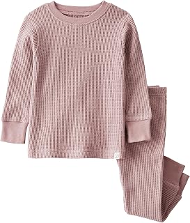 little planet by carter's Unisex Baby Organic Cotton 2-Piece Pajama Sets, Waffle Knit Mauve, 18 Months