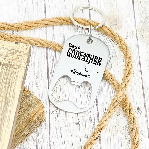 Miniatura 3 de Personalized Godfather Gift Idea Personalized Best Godfather Ever Bottle Opener Keychain Gift Idea For Godfather Godparent Gift Personalized