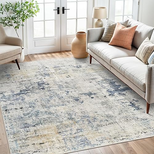 Miniatura 21 de Alfombra lavable de 8 x 10 pies, alfombra grande y suave para sala de estar, alfombra vintage beige, alfombra de 8 x 10 pies, para dormitorio,