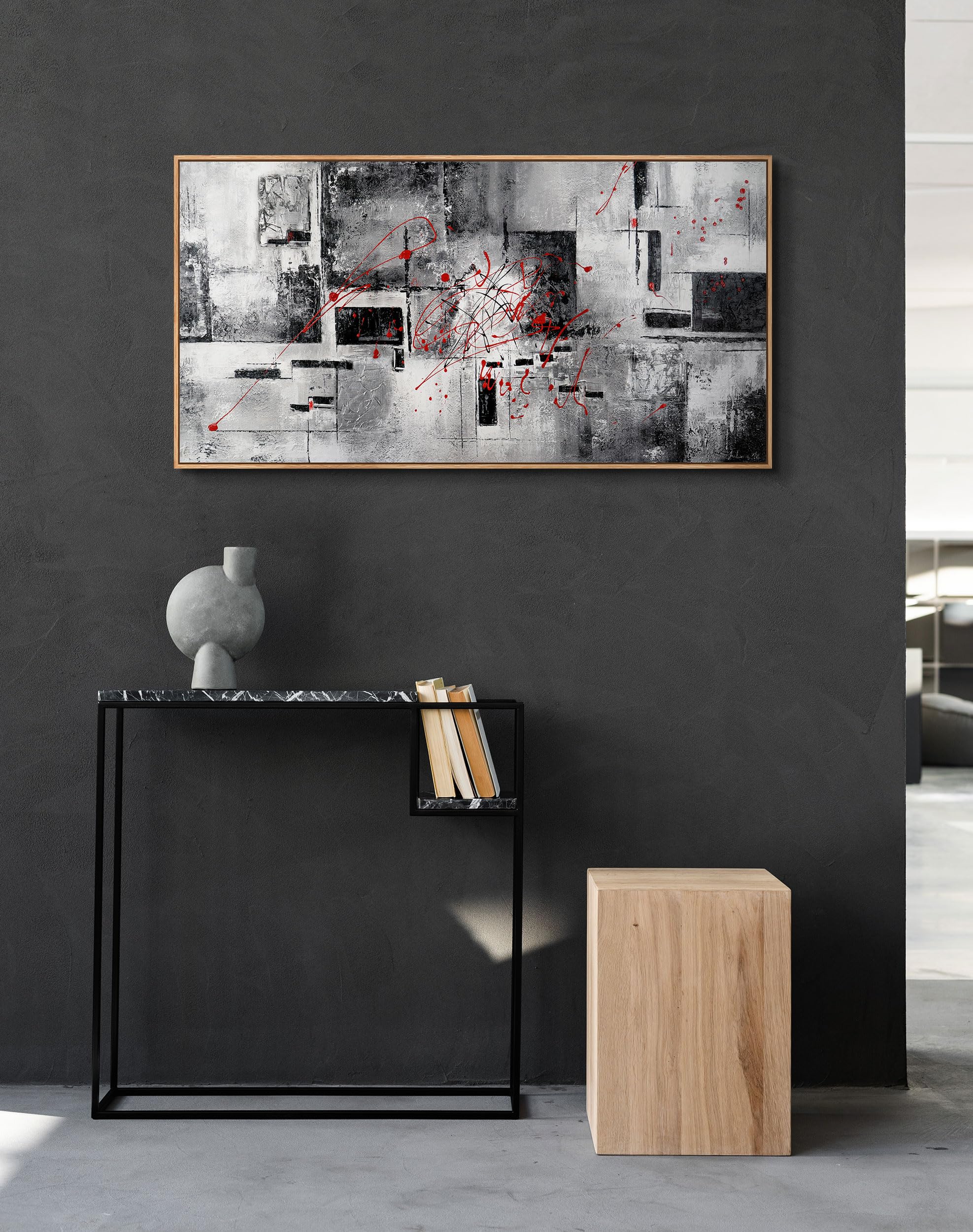 YS Quadri soggiorno dipinti a mano Coraggio | Quadri moderni su tela per l'interno Art | moderni su tela incorniciato con cornice 100x50 cm