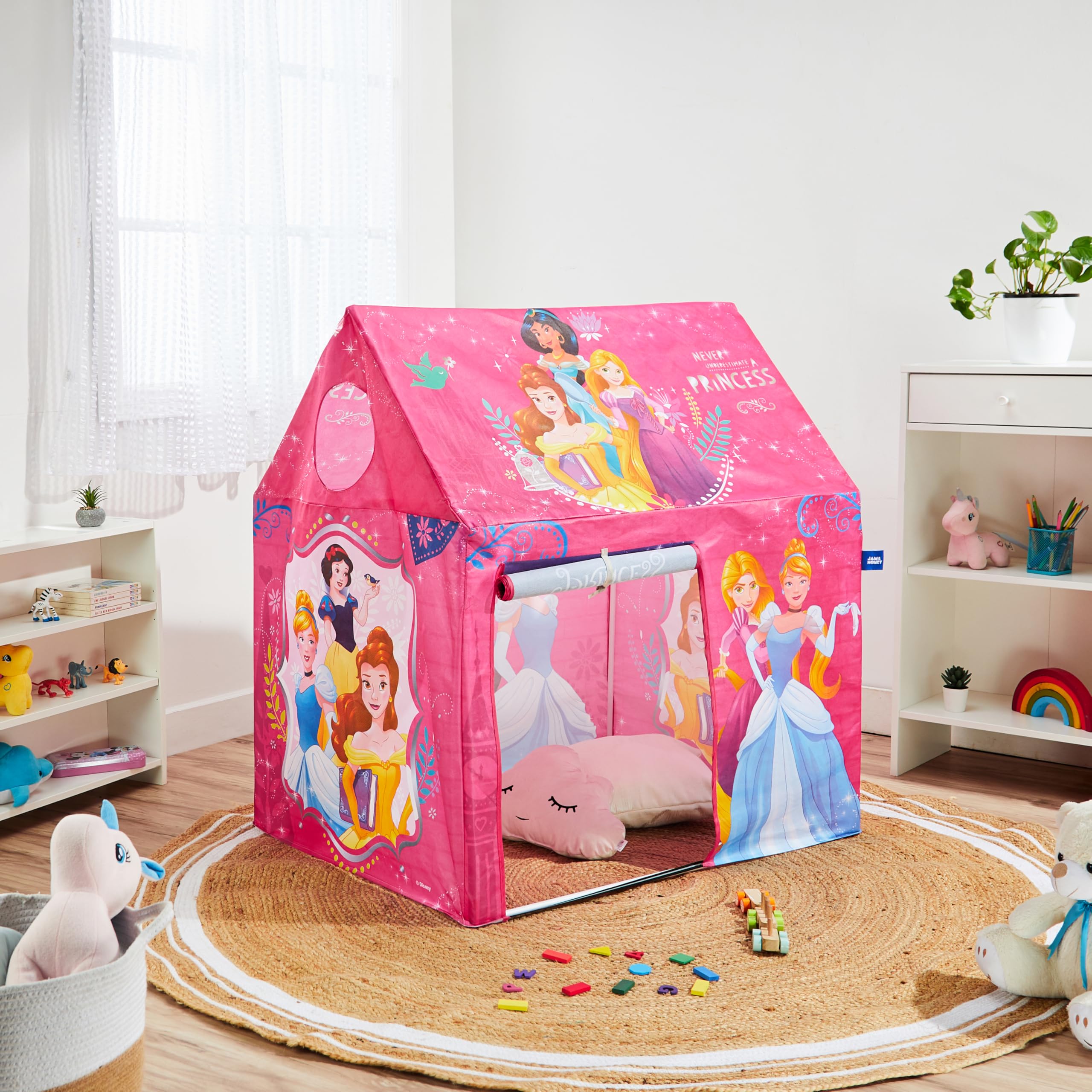 Amazon Brand Jam & Honey Kids Play Tent House, Princess Theme, BIS Safe for Kids, Foldable Portable Indoor Outdoor Playhouse Tent for Girls Boys Age 2+ Years, Easy Assembly