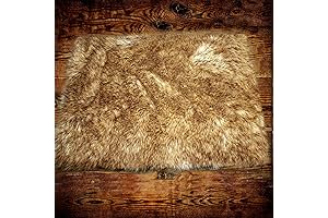 Premium Faux Fur Coyote Rectangle Pelt Area Rug / Bear Pelt Design