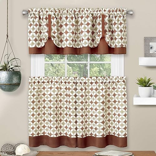 Achim Home Decor - Juego de cortinas para ventana, 58 pulgadas de ancho, 24 pulgadas de largo, estampado callie (especiasbronceado), lavable a