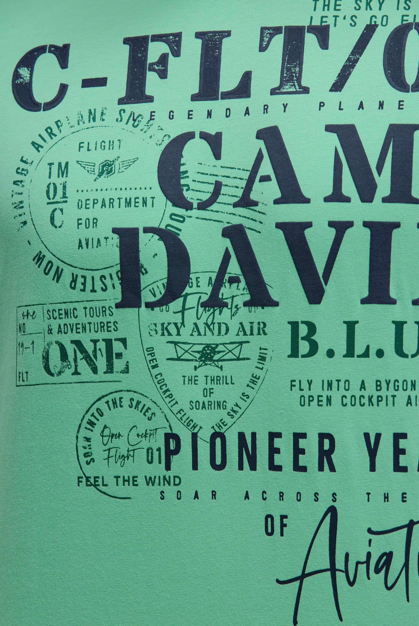 Camp David Camiseta para hombre de cuello redondo con estampado puffprint