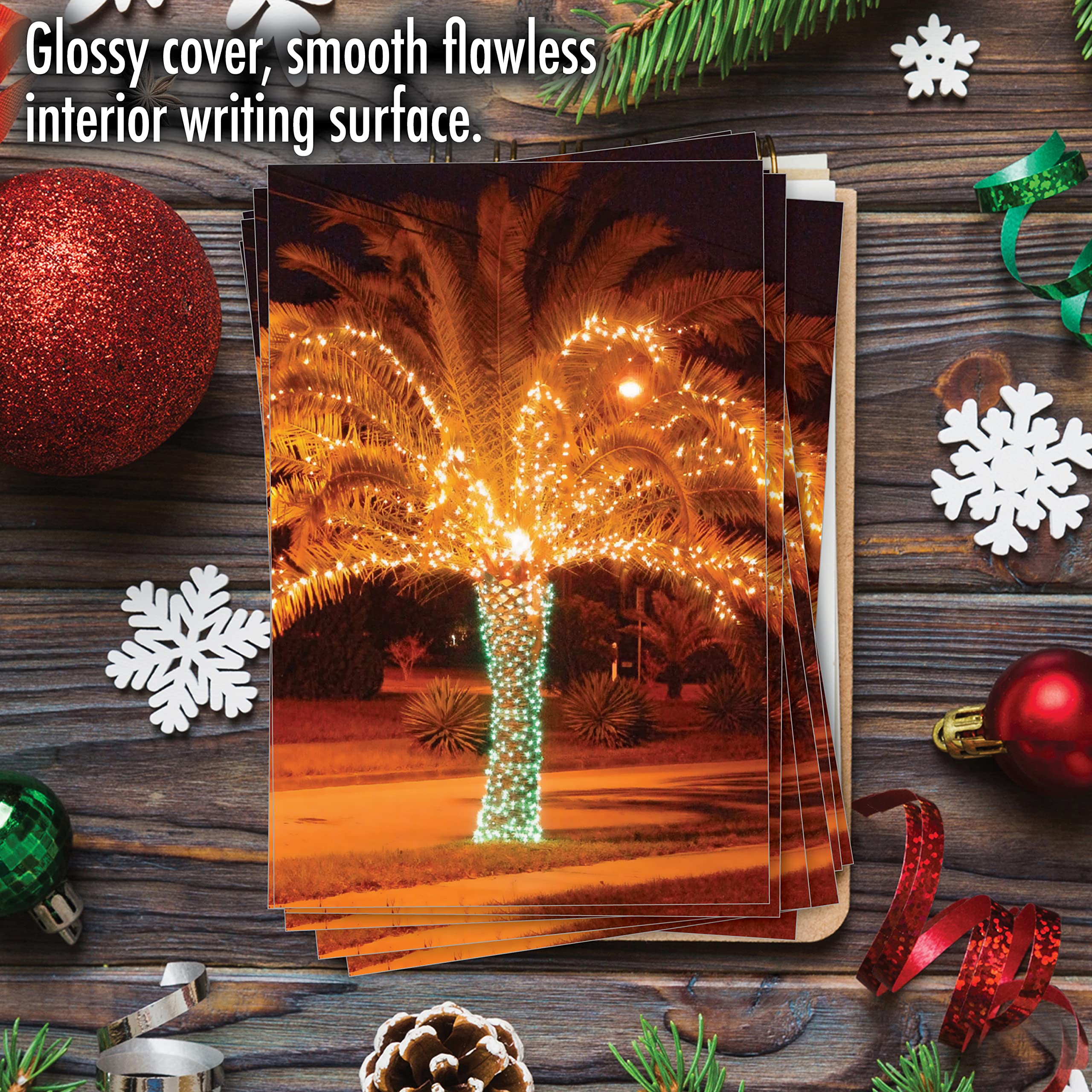 Masterpiece Palm Tree Snow Globe Christmas Cards / 16 Boxed Tropical Beach Holiday - View #4
