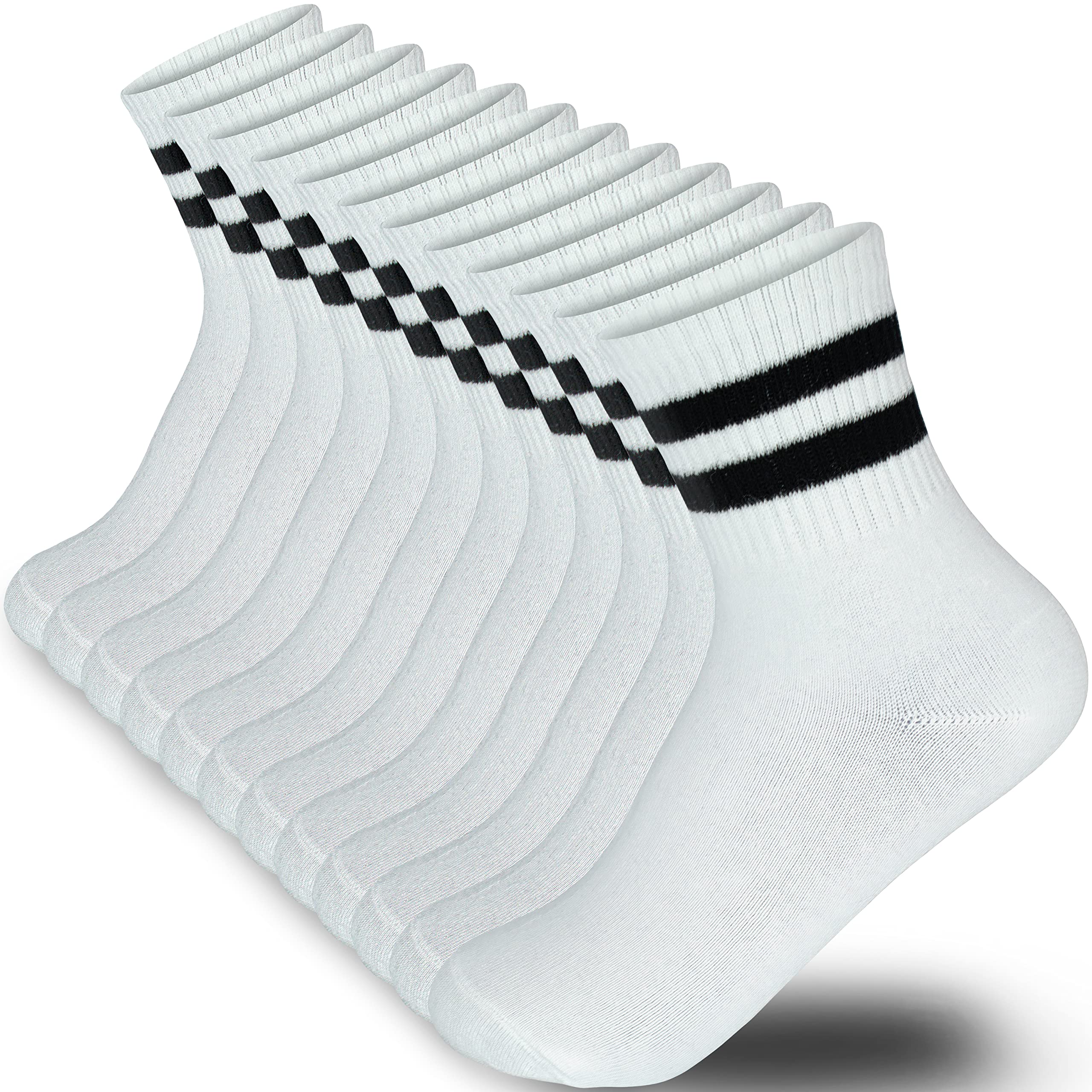 MARRON SMITH Cotton Stripe Socks Women & Men White Black S 6 Pairs