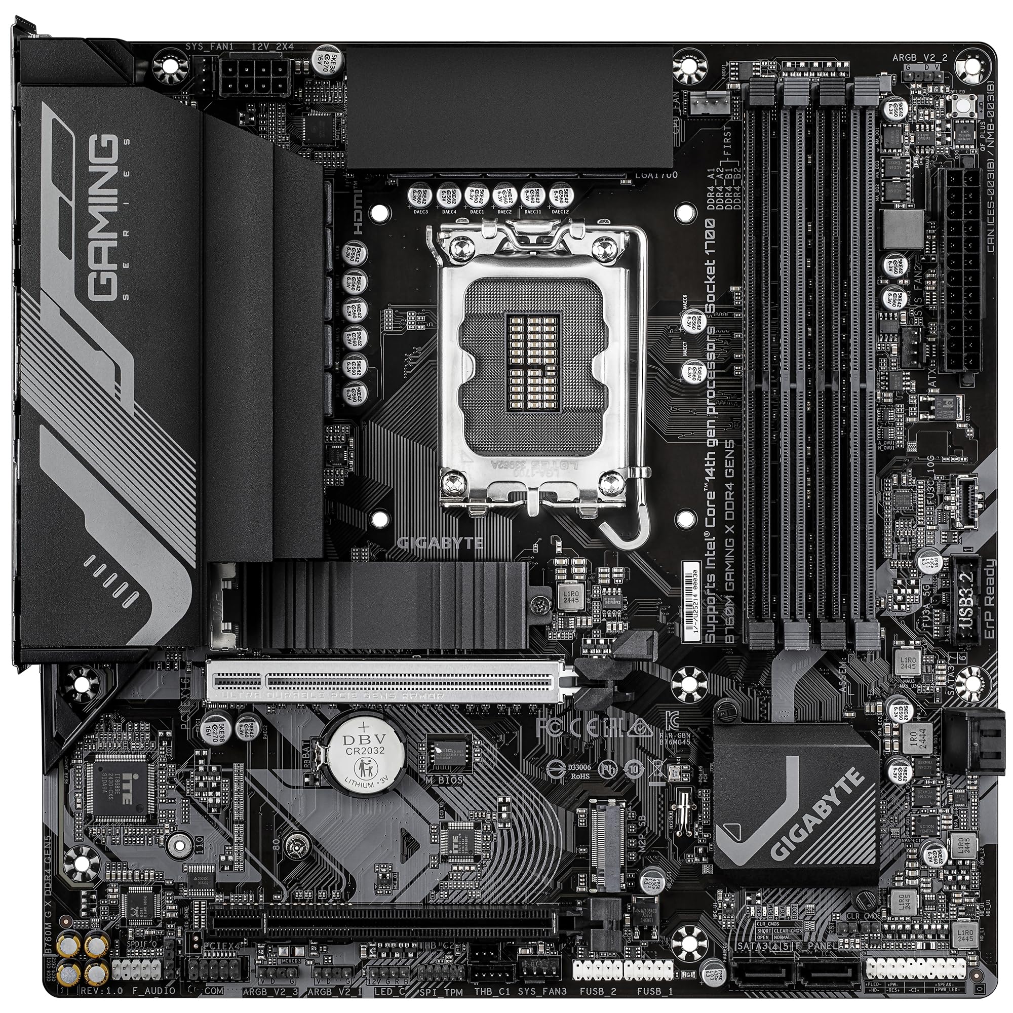 GIGABYTE B760M GAMING X DDR4 GEN5 Scheda Madre – Supporta processori Intel Core di 14a generazione, VRM a 8+1+1 fasi, fino a 3200 MHz DDR4, 2 x M.2 PCIe 4.0, LAN 2.5 GbE, USB 3.2 Gen 1