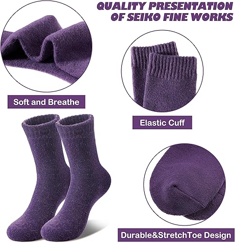 Miniatura 6 de LINEMIN Calcetines de lana para mujer, para invierno, cálidos, para senderismo, gruesos, cálidos, acogedores, para botas, calcetines de regalo, 5