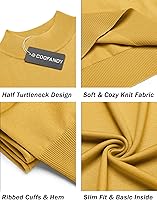 Vista 5 de COOFANDY Suéter de cuello alto falso para hombre, de manga corta, color sólido, básico, ajustado, de punto