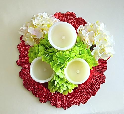 Vista 23 de Occasions" - 10 cargadores redondos de plástico acrílico de 13 pulgadas, para decoración de cenas (coral en plata) Coral en Plata,Coral