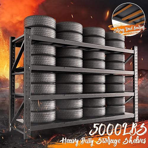 Miniatura 6 de Anxxsu Estantes de almacenamiento de garaje resistentes estantería de metal de 5 niveles estantes y estantes de almacenamiento ajustables para