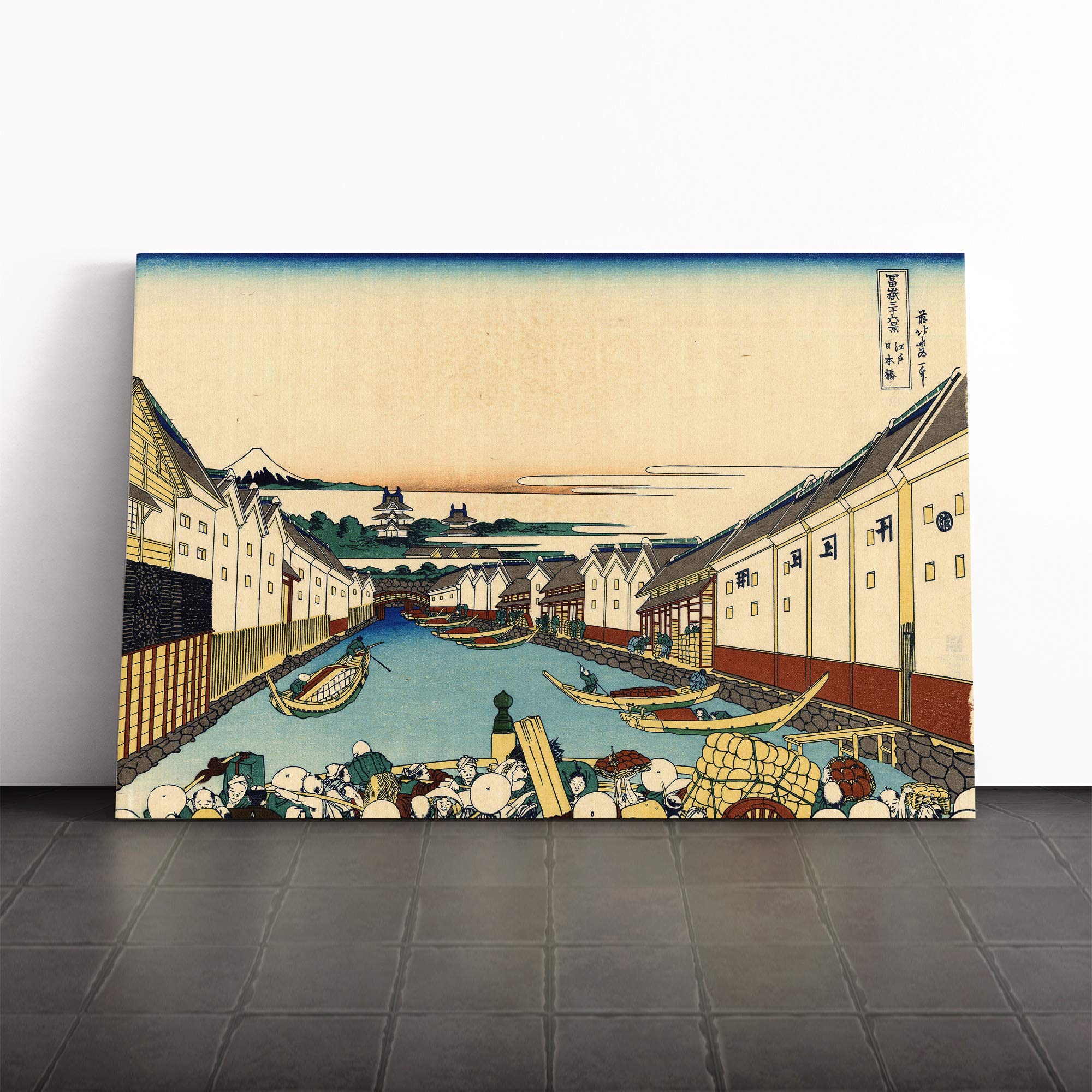 Hokusai Japanese Oriental Nihonbashi Canvas Print | Gallery Wrapped 30mm Frame Wall Art | 24x16 inches | Ready to Hang | Asian Picture | Living Room Bedroom Lounge Office