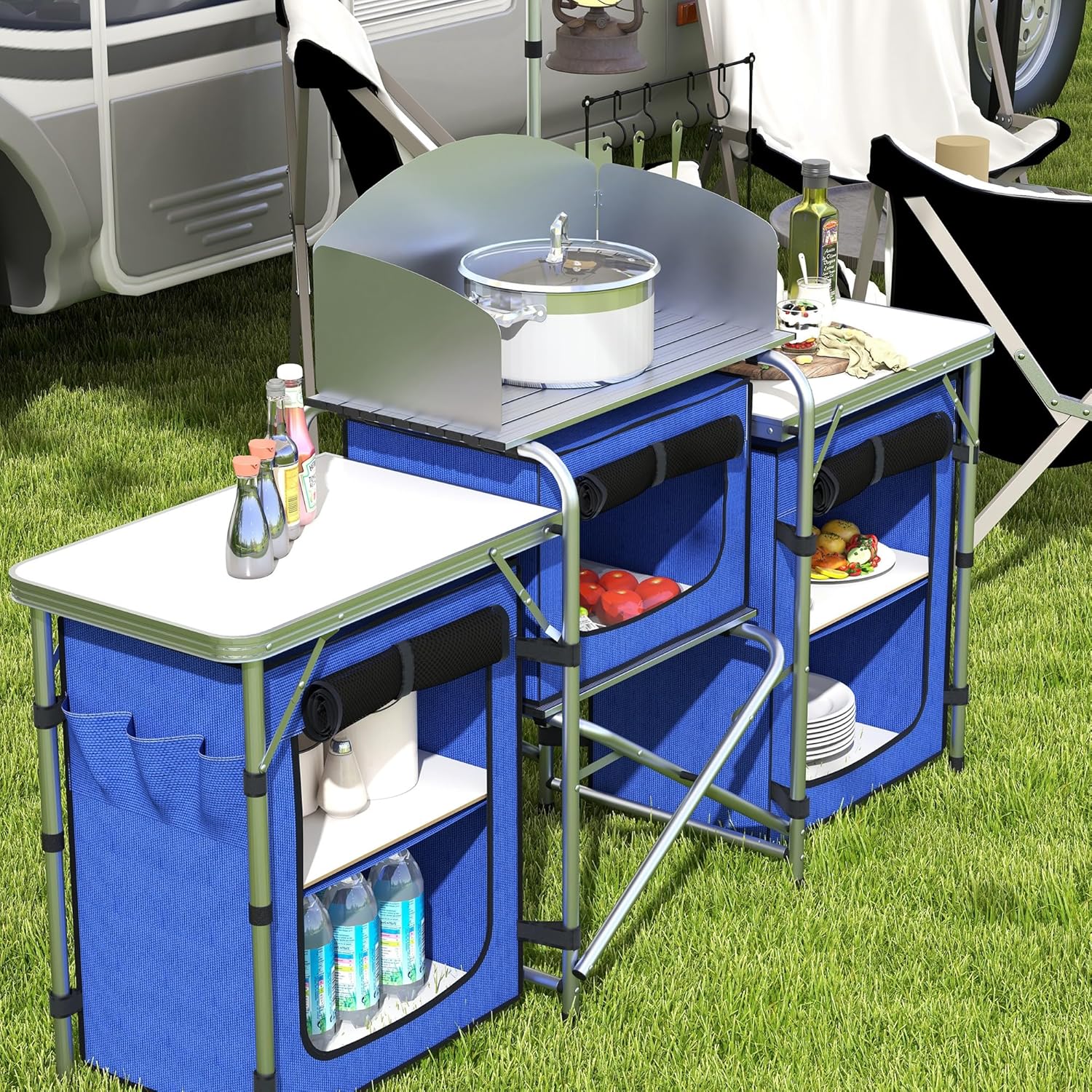 Outsunny Camping Kitchen Table, Portable Folding Jamaica Ubuy