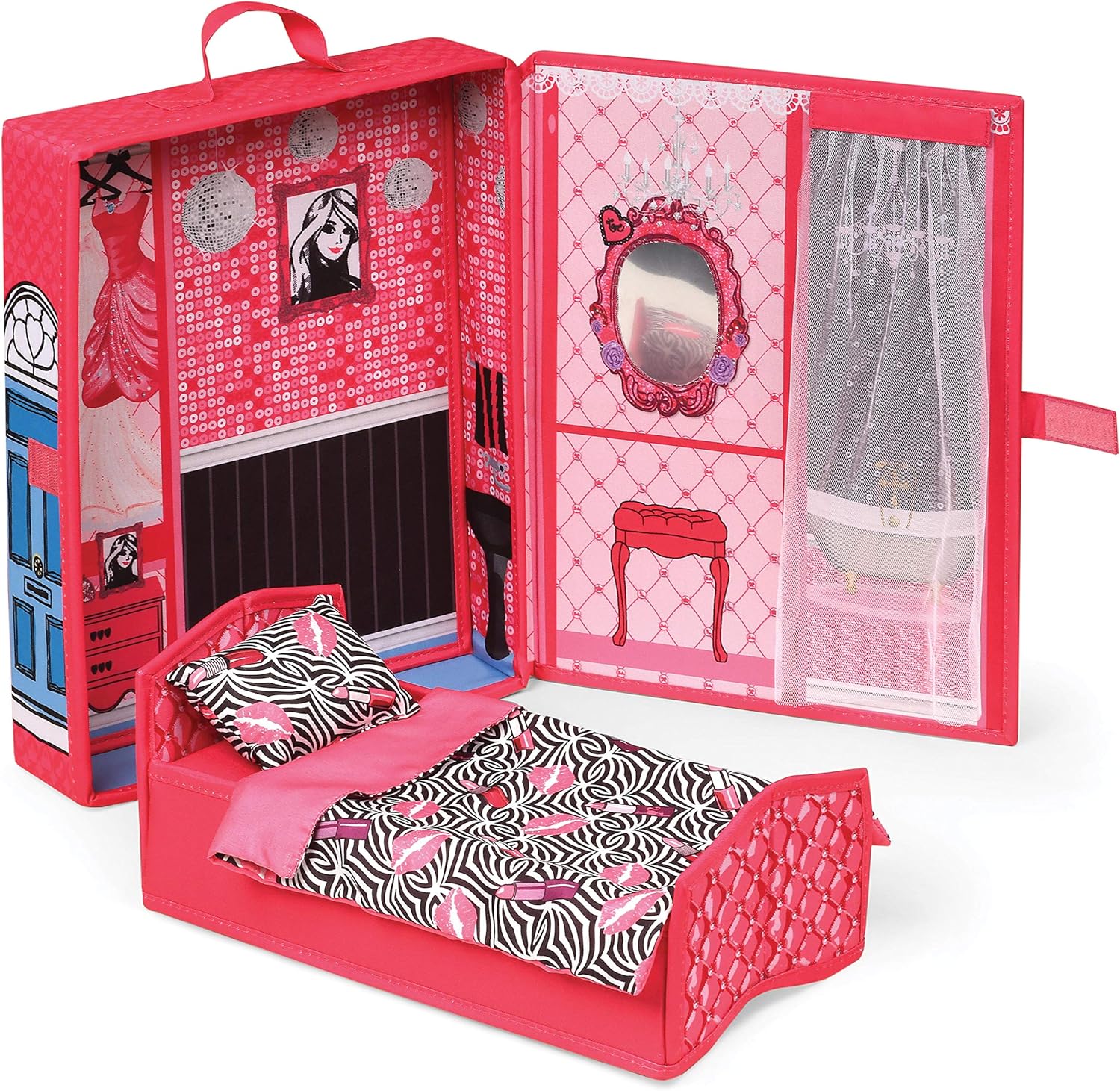 Badger Basket Portable Home & Go Dollhouse Playset with Travel Storage Case & Accessories – for 12-Inch Dolls – Convenient & Compact