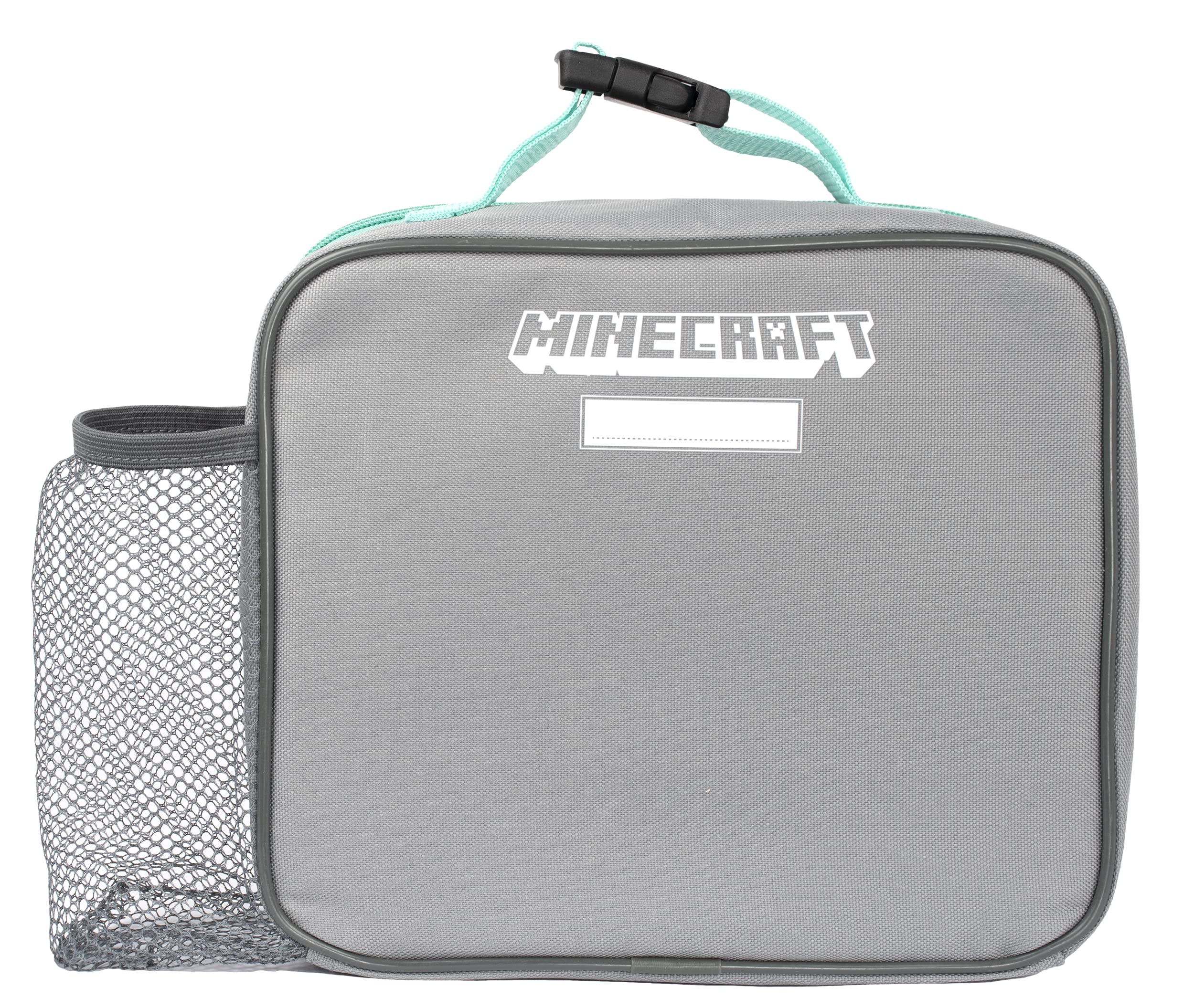 MINECRAFT - Borsa per il pranzo per bambini - Scatola da pranzo a tema videogiochi Steve & Alex - Tasca a rete - Maniglia per il trasporto con clip - Regali Merce ufficiale