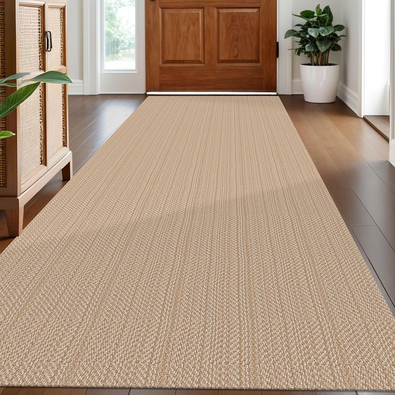 IOHOUZE Washable Runner Rug 3×8 Non Slip Rubber Backed Wide Hallway Runner Entryway Runner Indoor, Kitchen Rugs Woven Floor Carpet for Hall Entrance Bedroom, Tan/Beige IOHOUZE Washable Runner Rug 3×8 Non Slip Rubber Backed Wide Hallway Runner Entryway Runner Indoor, Kitchen Rugs Woven Floor Carpet for Hall Entrance Bedroom, Tan/Beige