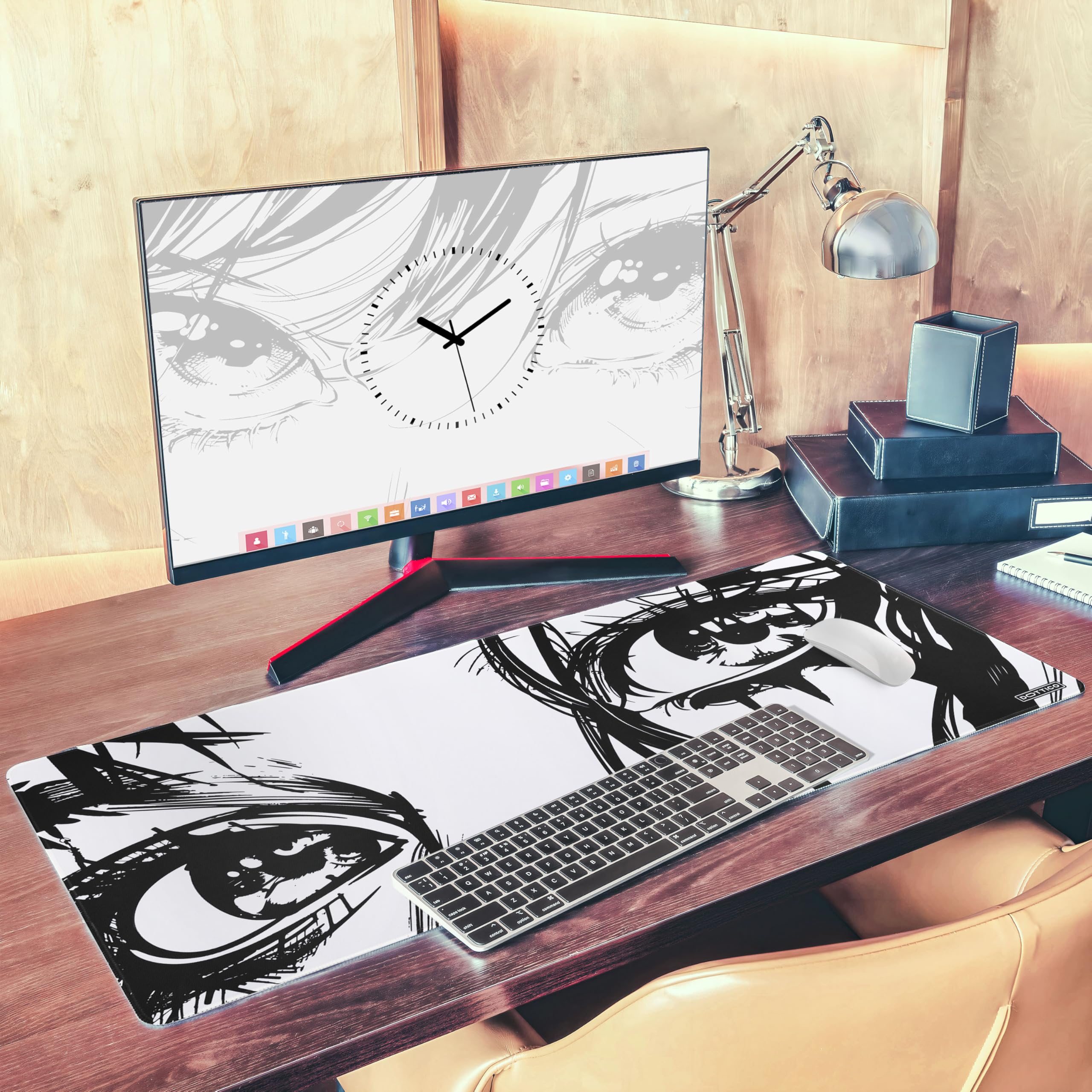 Alfombrilla de mouse grande XXL para juegos, para escritorio, teclado y mouse, base de goma antideslizante resistente al agua, bordes cosidos, 90 x 40 cm (anime, XXL)