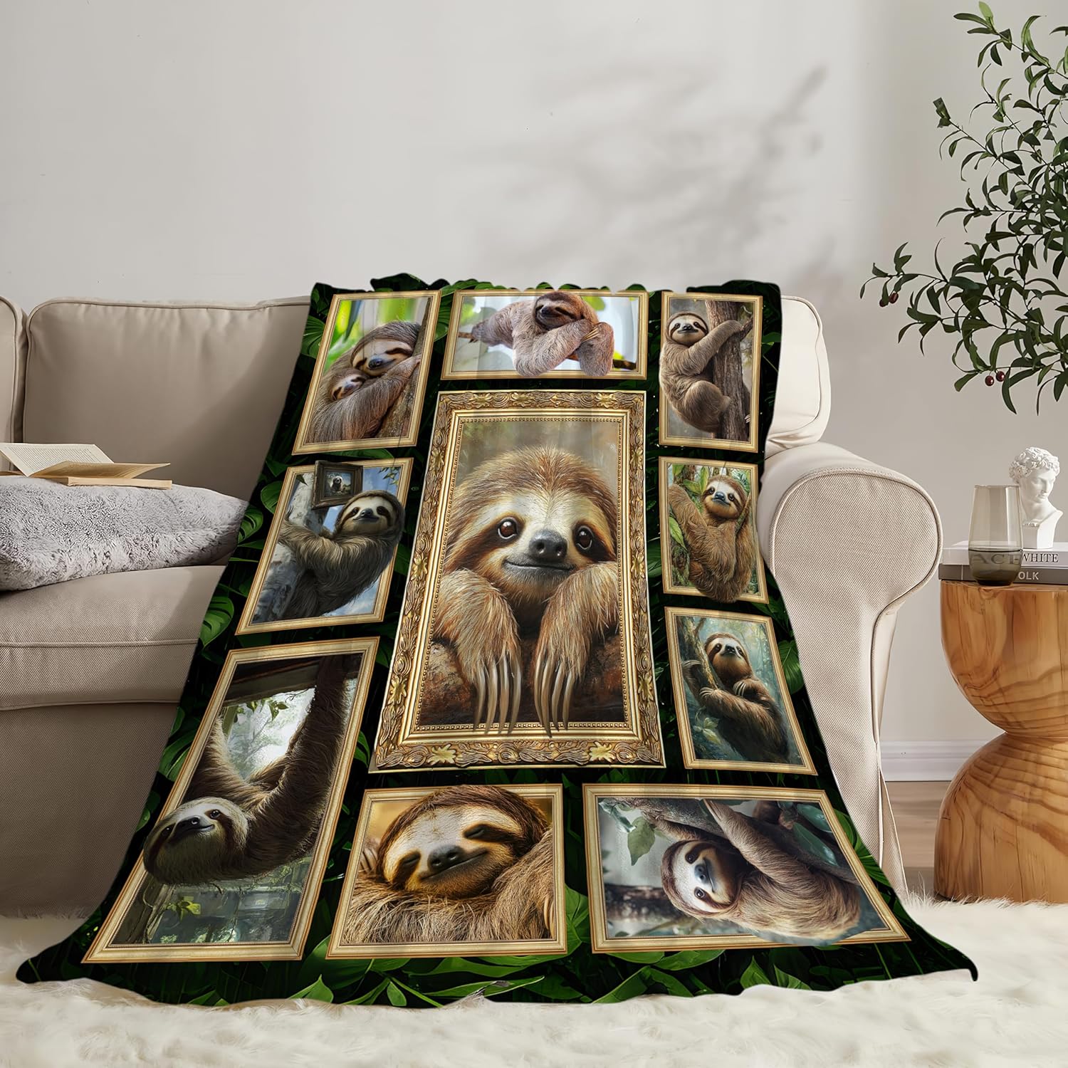 Sloth Blanket Fleece Soft Warm Plush Sloth Throw Blanket Lightweight Plush Fuzzy Cozy Blankets for Lover Kids Adult Suitable for Couch Sofa Bed 50"X40" - Image 2