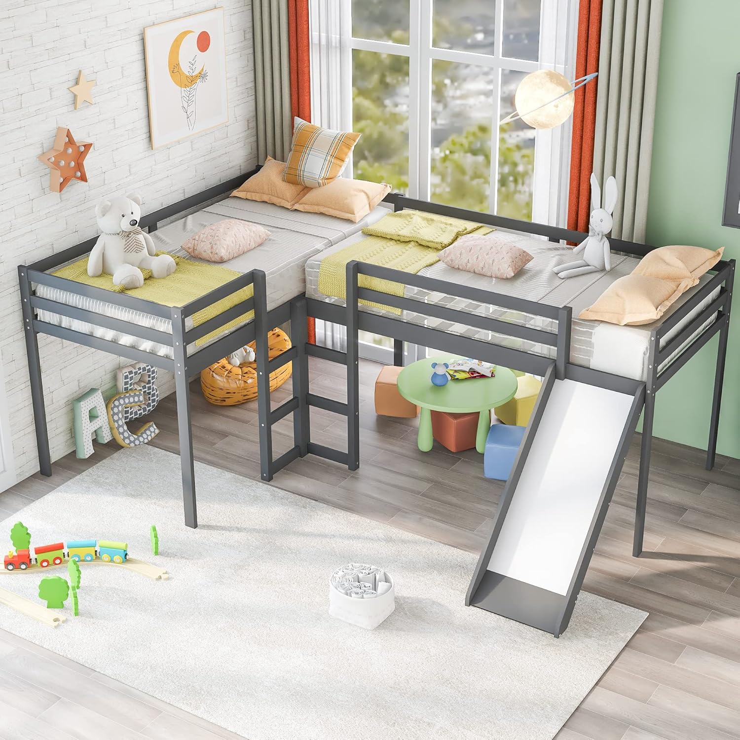 LShaped Loft Bed with Slide, Two Kids loft Bed Bangladesh Ubuy