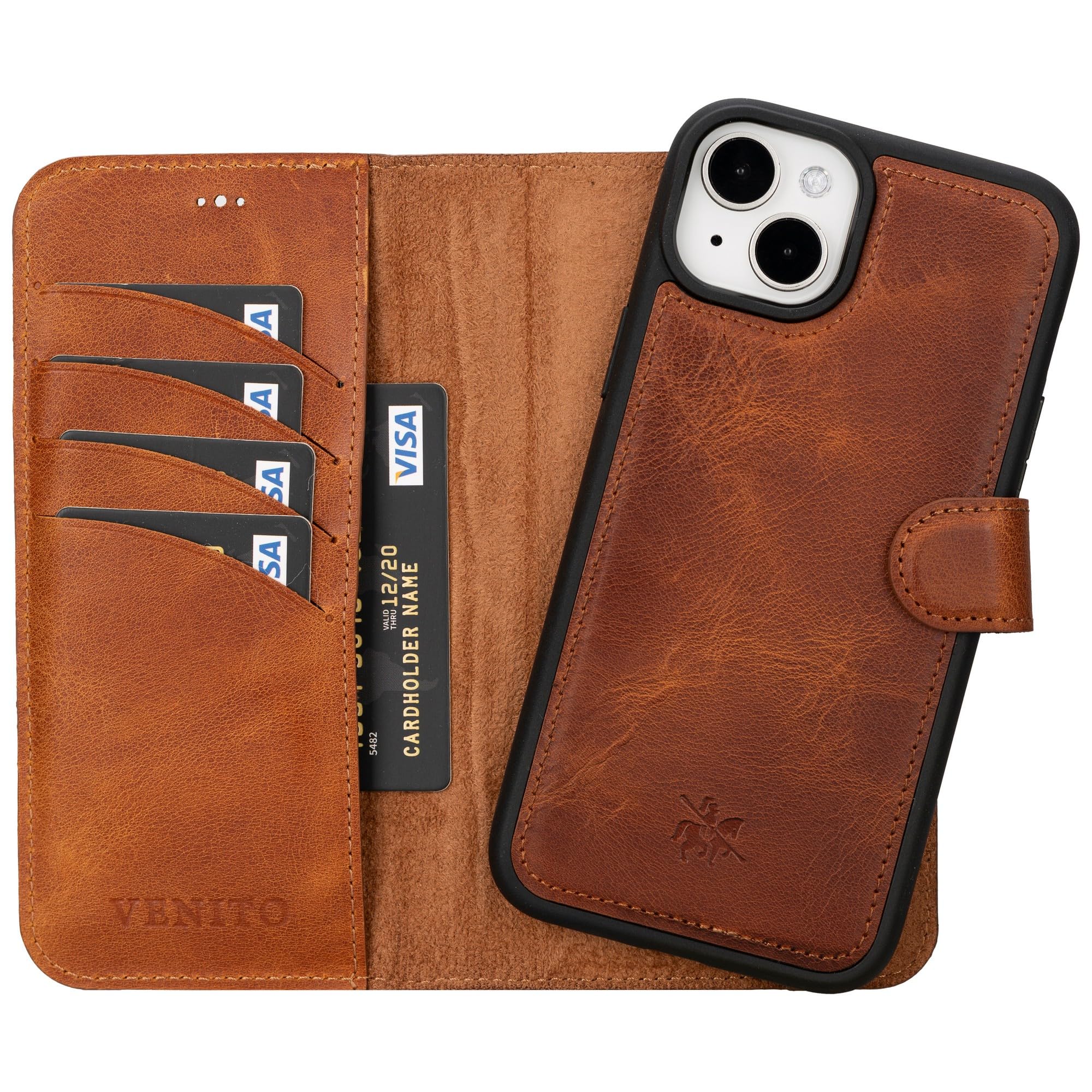 Coque iPhone 15 Plus en cuir véritable de qualité premium et luxe - 8