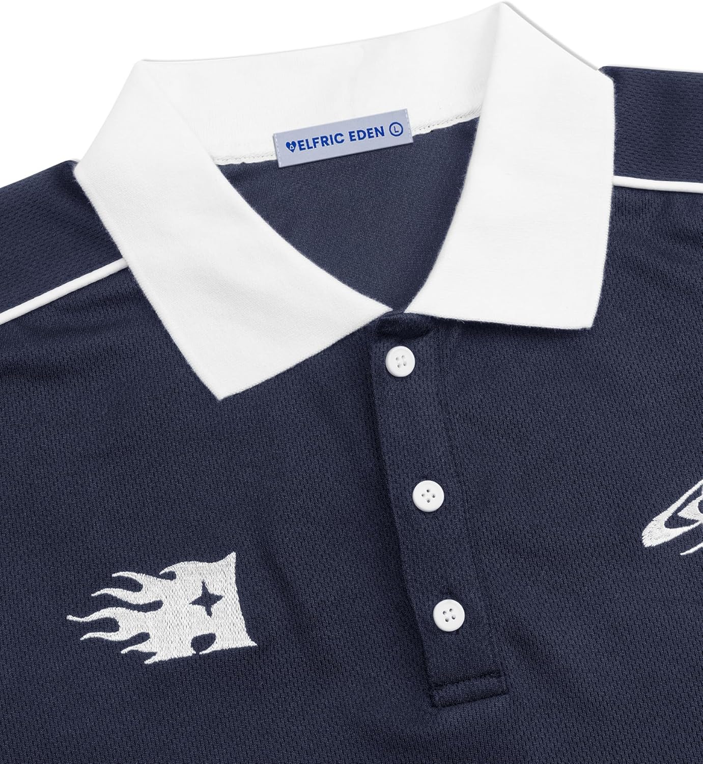 Aelfric Eden Mens Vintage Letter Polo Tee Oversized Button Collar Graphic Patchwork T Shirt Short Sleeve Summer Tops - Image 3