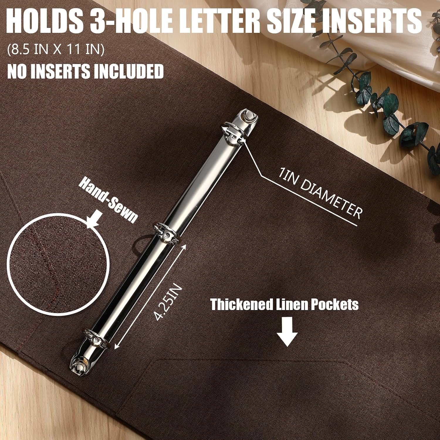 Ctosree 3 Pcs Aesthetic 3 Ring A4 Binder Linen Photocard Binder End of The Year Student Gifts Large Sturdy Hardcover 2 Large Linen Pockets Office and School(Brown, Green, Blue,8.5 x 11, 1",Elegant)