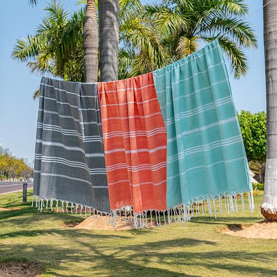 Aegero Turkish Beach Towel, 36x71 Quick Dry Sand Free Oversized Bath Pool Swim Towel, Lightweight Travel Turkish Towels Vacation Essentials, Dark Gray