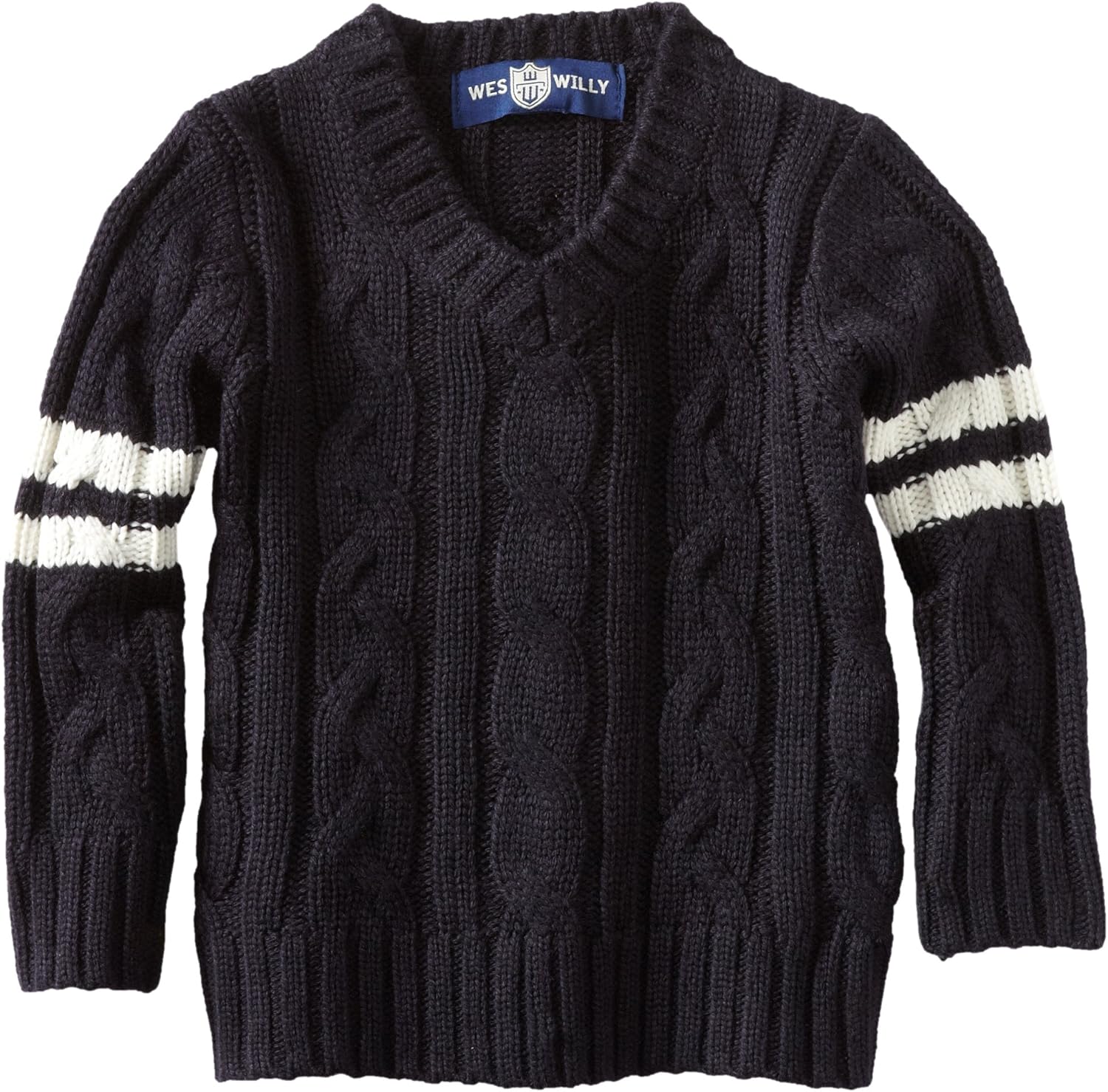 Wes and Willy Little Boys' Stripe Cable Knit Sweater