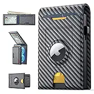 Wallet for Men, Mens Wallet with AirTag Holder Magnetic Pop Up Card Holder Smart RFID Blocking Slim Leather Cash Slots ID Windows Minimalist Wallets (No Air tag Included)