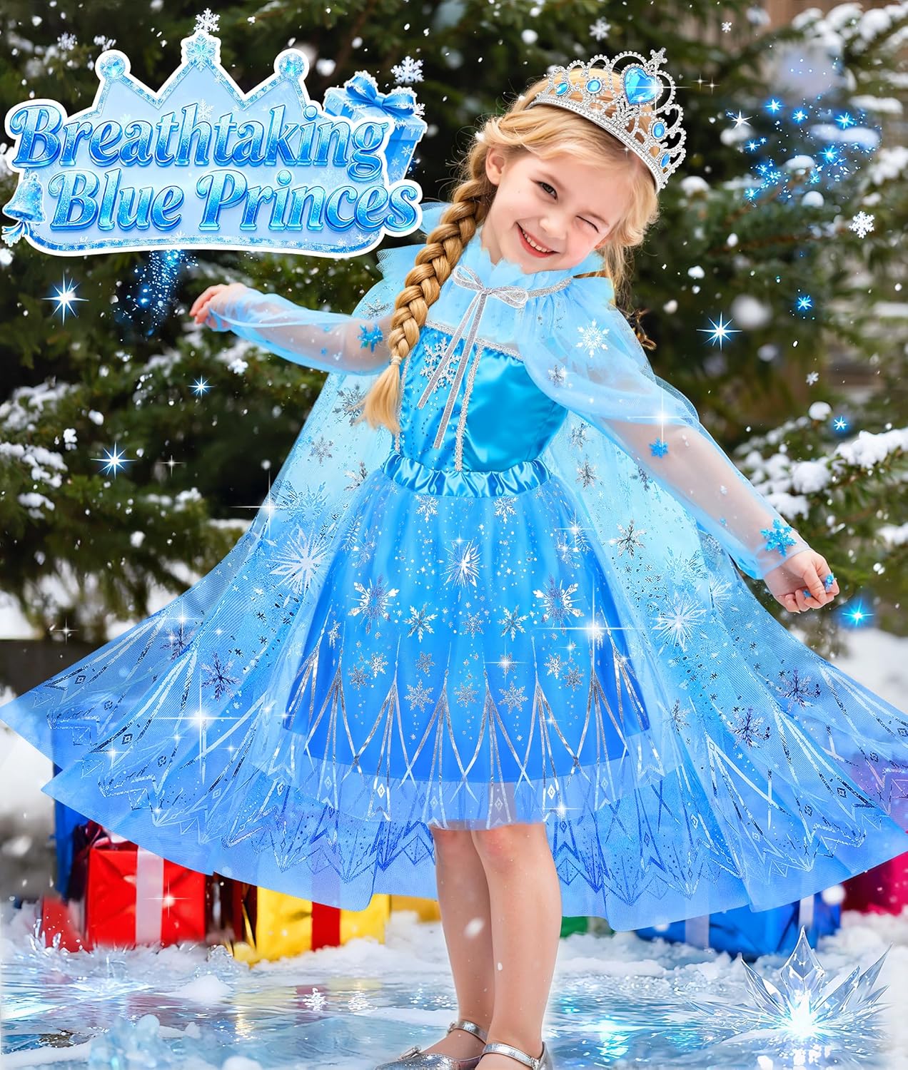 Teuevayl Princess Dress Up Clothes for Little Girl, Princess Costume for Girls Toddler Toys Role Play Princess Dress Up Christmas Birthday Gift for Toddler Girls 3 4 5 6 7 8 Years