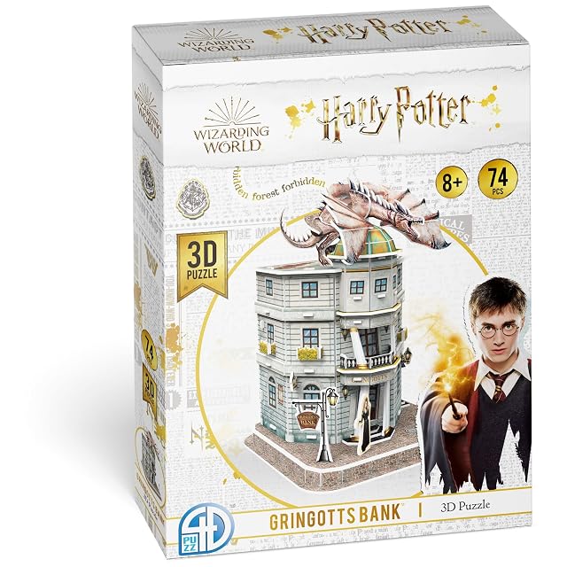 Asmodee CubicFun, Harry Potter Banco de Gringotts, Juego de construcción, Puzzle 3D, 74 Piezas