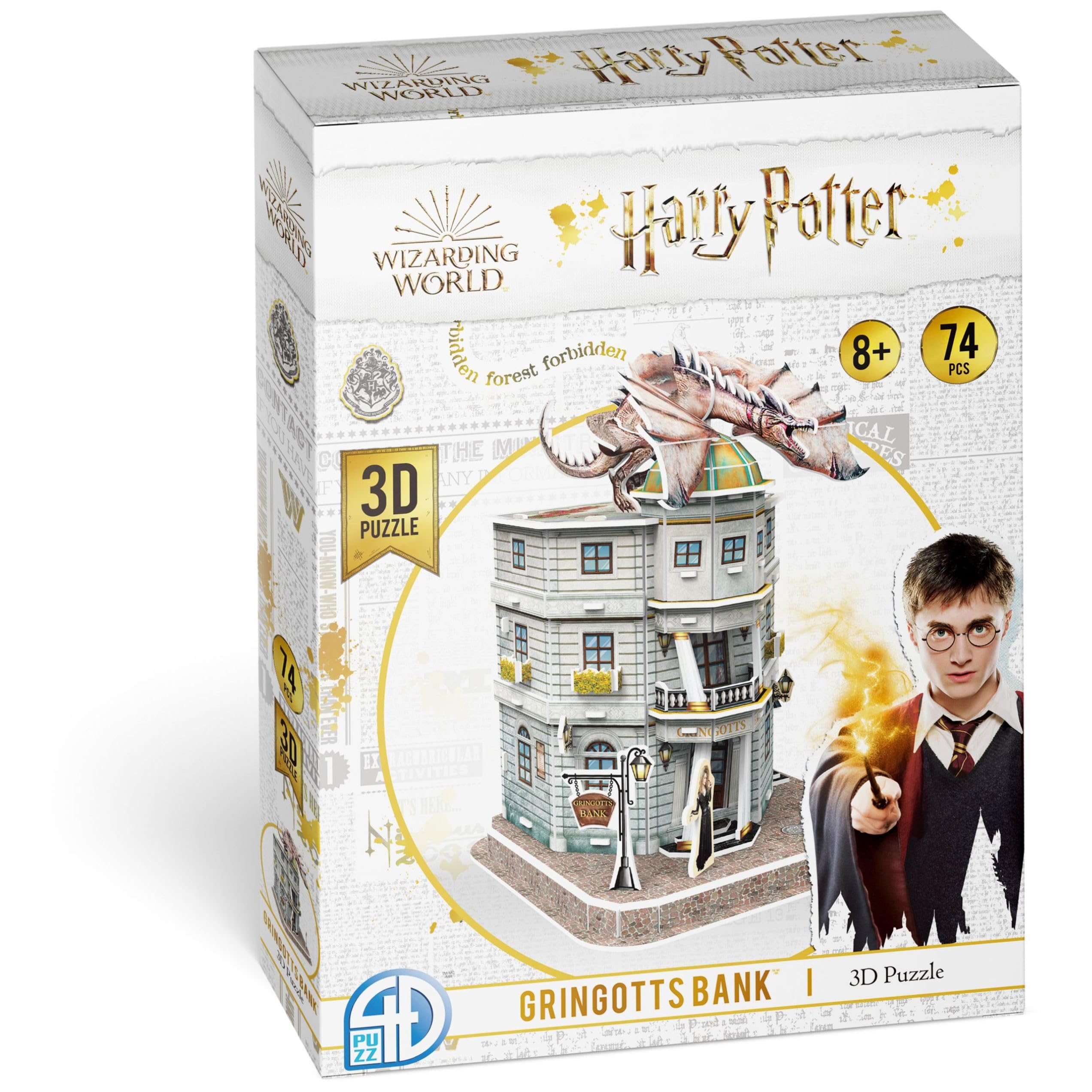 Asmodee-3D Bank 4D CWL|Harry Potter Banco de Gringotts |Puzzle 3D| Edad: 8+|1 Jugador| Tiempo de Partido: 120 MIN, 5.7" x 5.9" x 8.9" Cityscape Worldwide 4D51070
