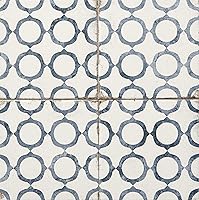 Vista 1 de Life in Color Collection Azure Circle Pattern Moderno Azulejo Español Porcelana Pared (4 Piezas)