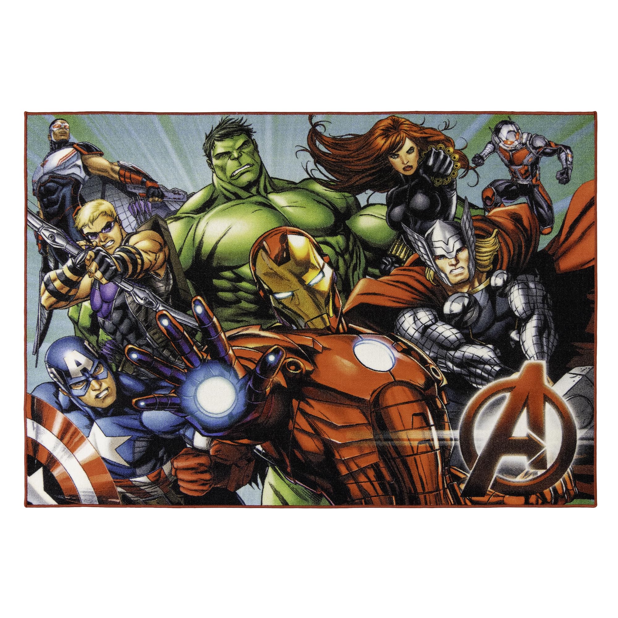 Gertmenian Marvel Avengers Indoor Area Rug - 4x6 Medium, Non-Slip, Ideal for Children in Classroom, Nursery or Play Area – Superheroes Unite, Multi,