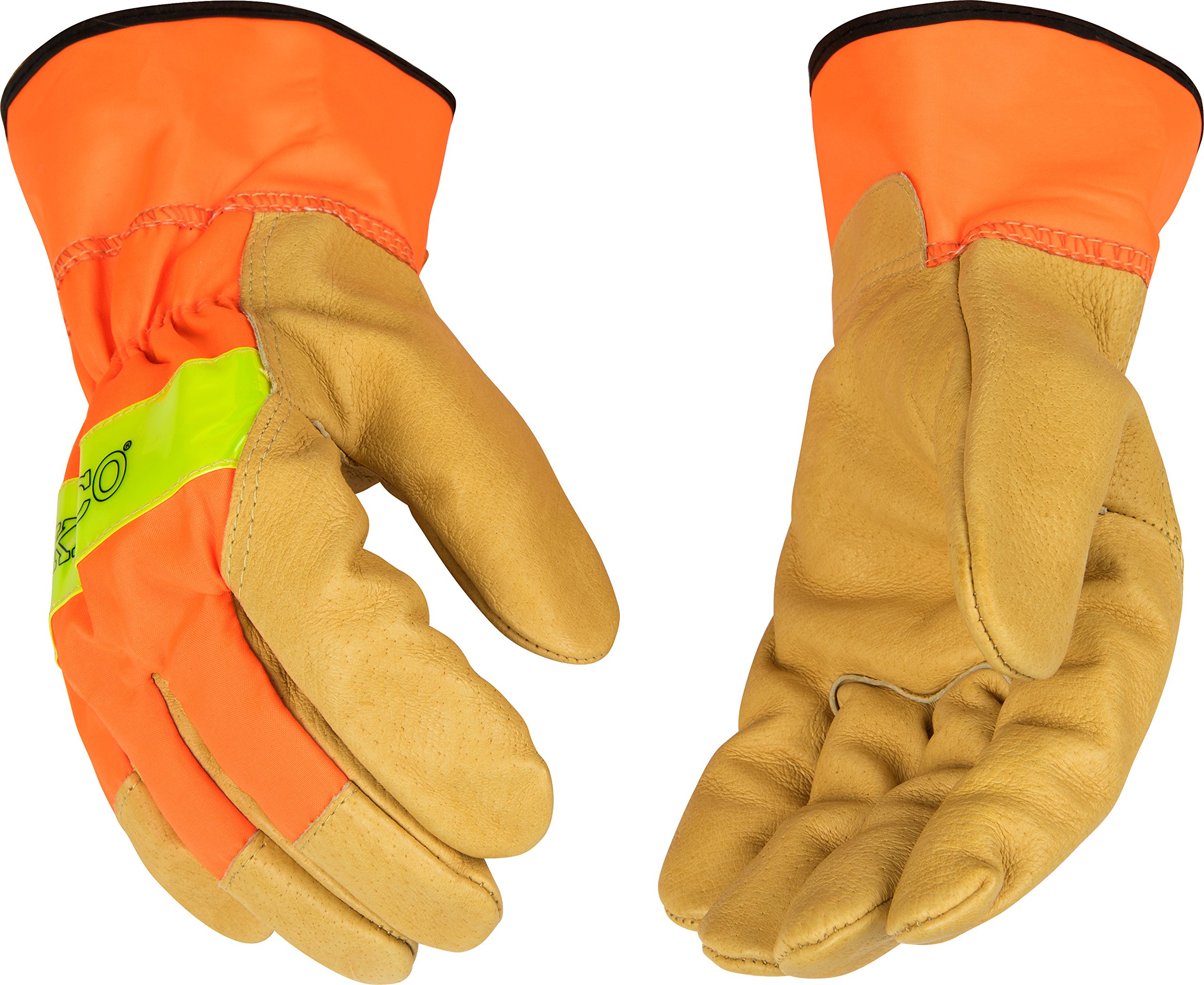 Kinco1918 Unlined Grain Pigskin Leather High Visibility Glove with Orange Back, Work, 2X-Large, Palomino (Pack of 6 Pairs)