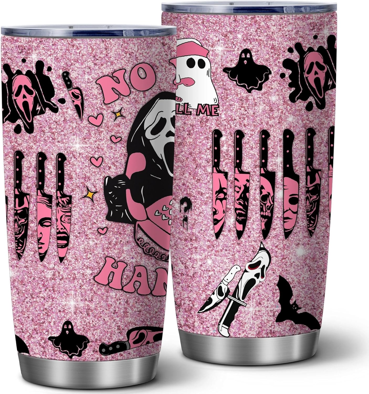 ATHAND Scream Tumblers,Scary Face Movie Tumbler for Women Girls,Skull Tumbler Spooky Vibes 20 OZ Horror Scary Theme Decor Insulated Cup with Lid,Christmas Vacuum Stainless Steel Coffee Cup,1 Pcs