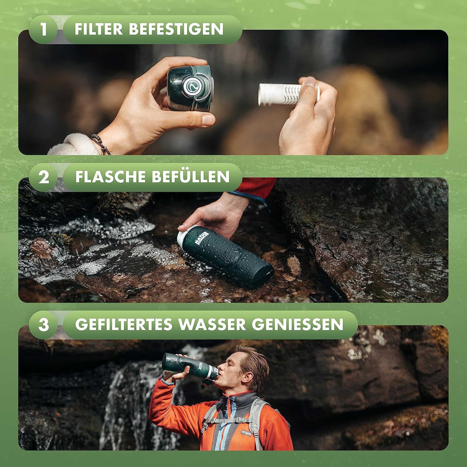 "Top 5 Ultraleichte Wasserfilter für Outdoor-Abenteuer 2023" 9 NATURBUMMLER Filterflasche 1000 ml