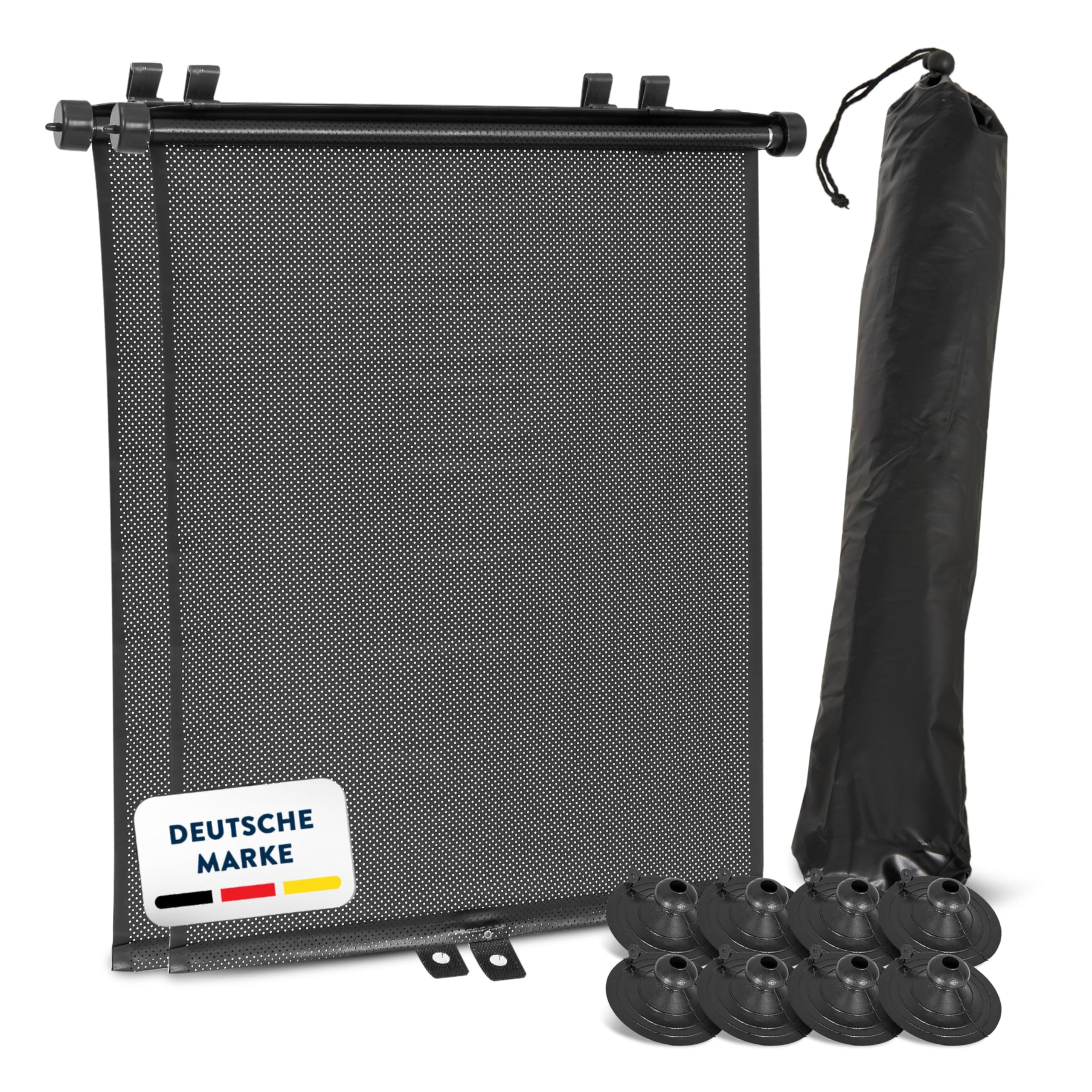 PAWNY Sonnenrollo Auto, Rollfunktion mit Flexibler Größeneinstellung und UV-Schutz (2er-Set), Sonnenschutz Auto Baby bis zu 40 x 60cm, Zubehör für Babys & Kinder (Schwarz) (Schwarz)