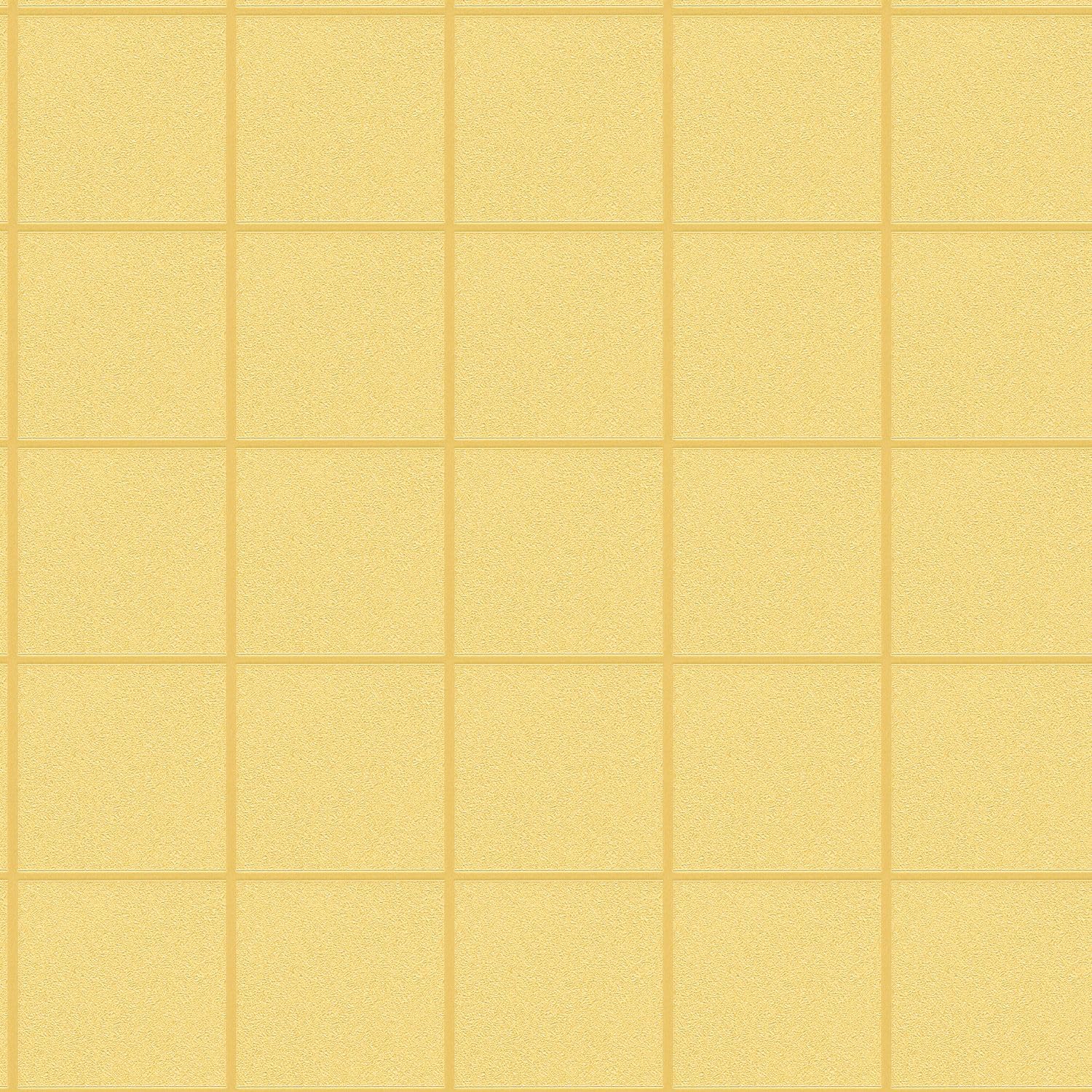Papier peint intissé motifs graphiques or jaune salon moderne
