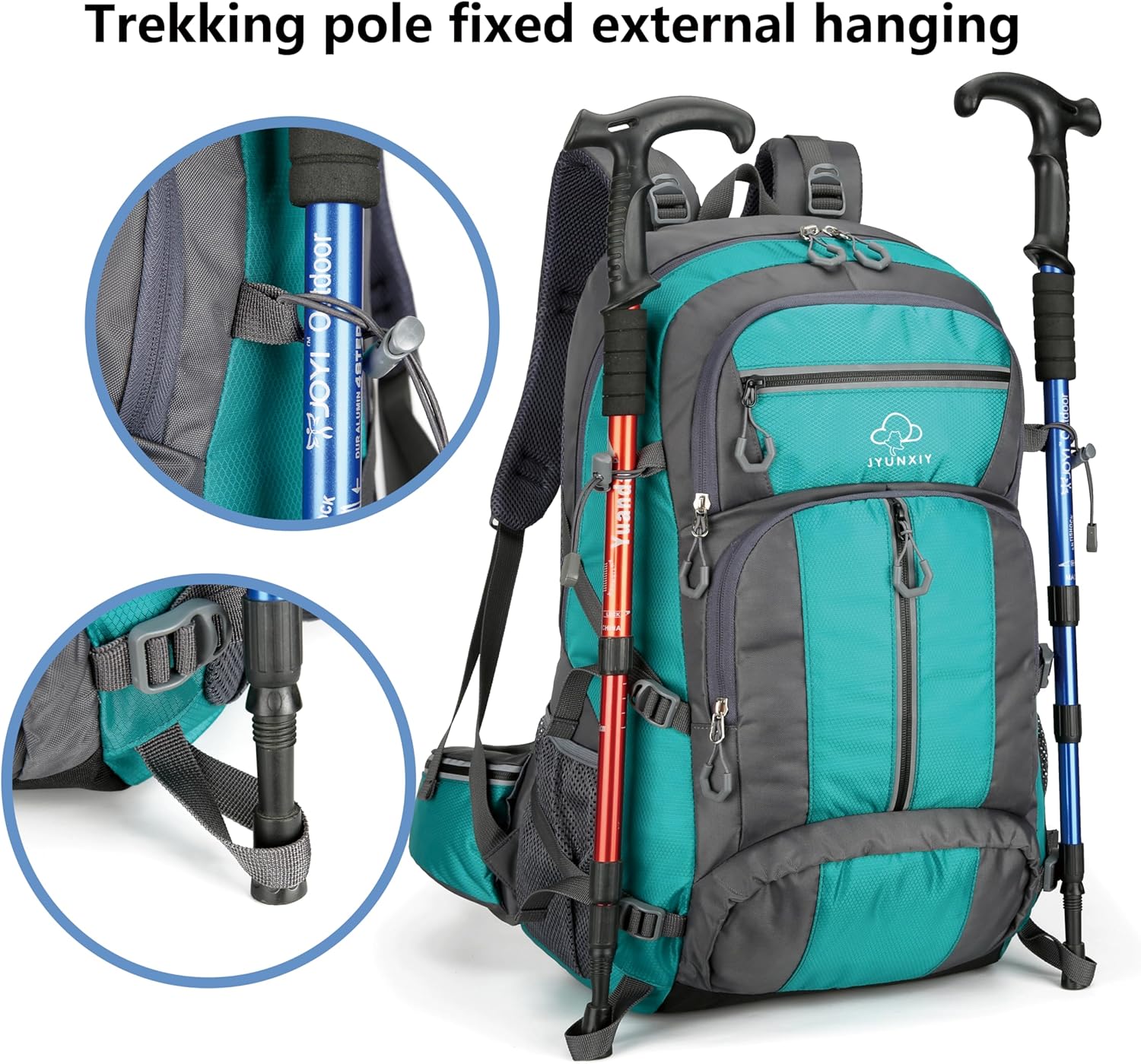 Hiking Backpack for Men and Women,Waterproof Travel Bag,Reflective,Sport Outdoor,Lightweight,Camping,Shoe Compartment,50L. (Green)
