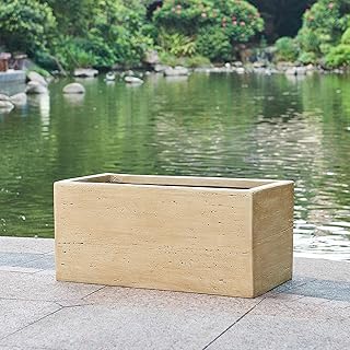 Lightweight Concrete Rectangle Planter Box,Travertine Handmade Outdoor G...