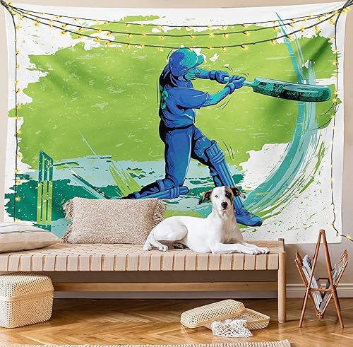 Miniatura 117 de Ambesonne Tapiz de fantasía, paisaje de fantasía con reloj, rayos de cielo de ensueño desde el techo, arte ficticio, colgante de pared ancho para