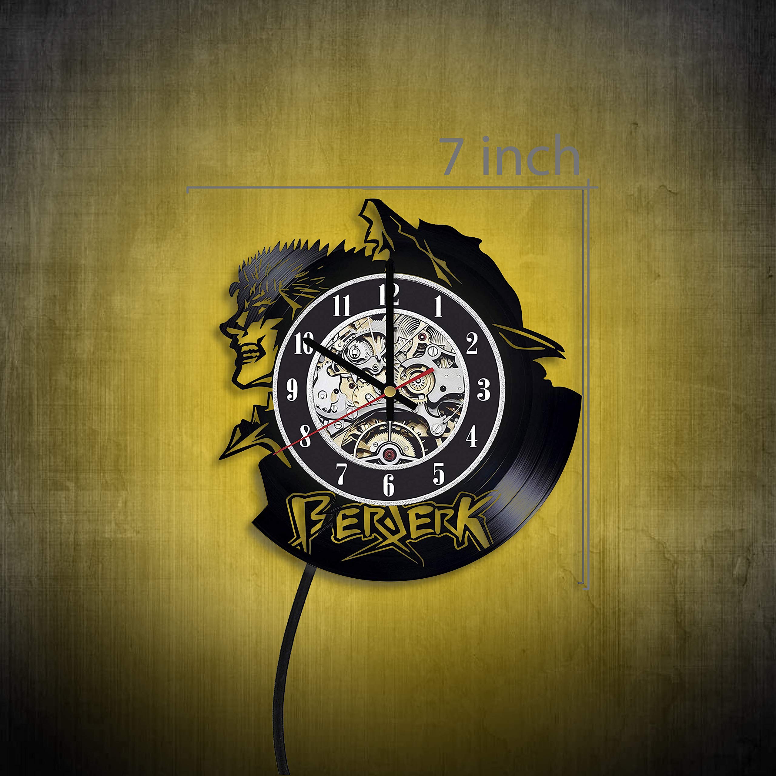 Buy Berserk Vinyl Record Wall Clock, Berserk Manga, Led Light Night