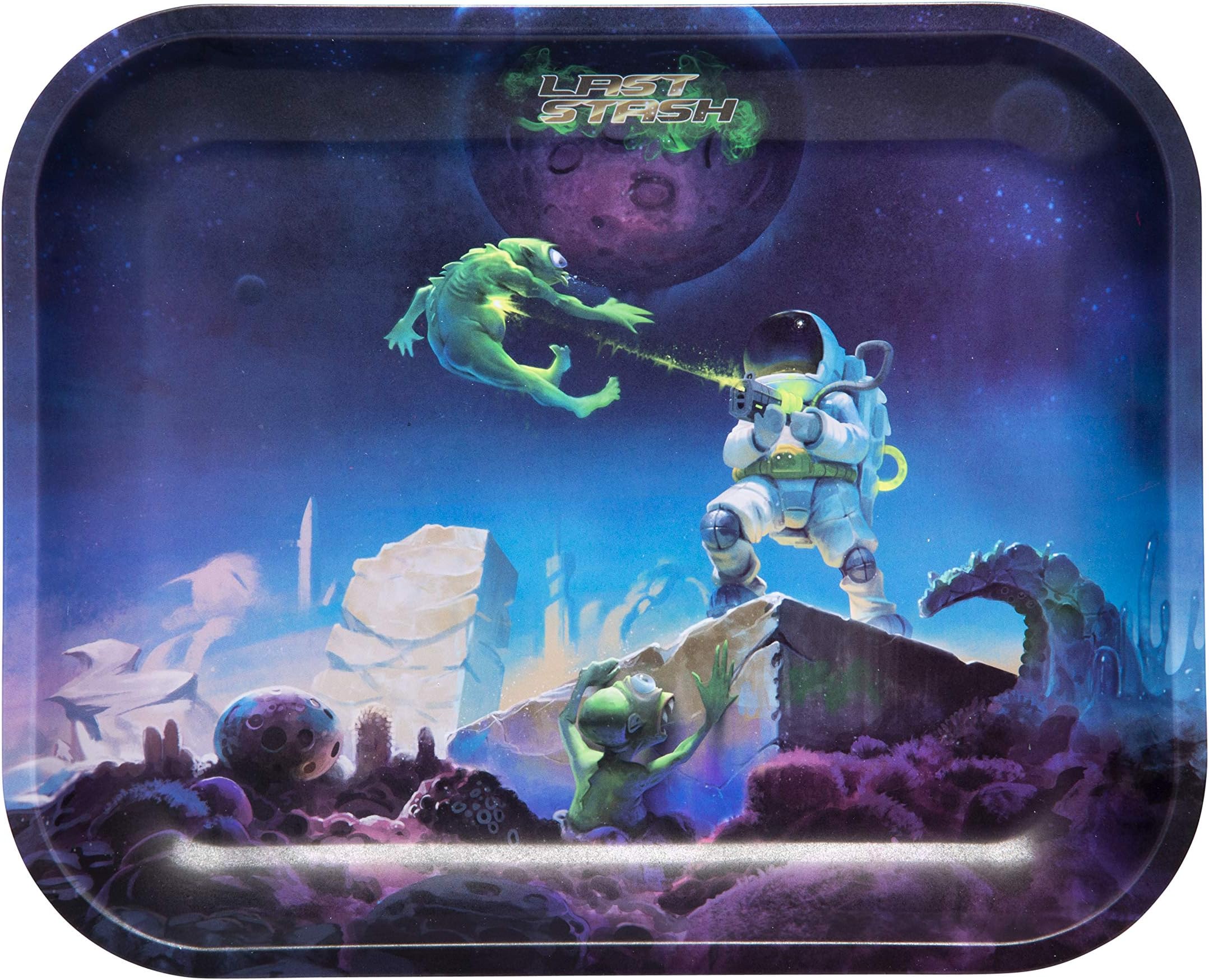 Last Stash Astronaut Metal Rolling Tray (Large 13.5"x11")