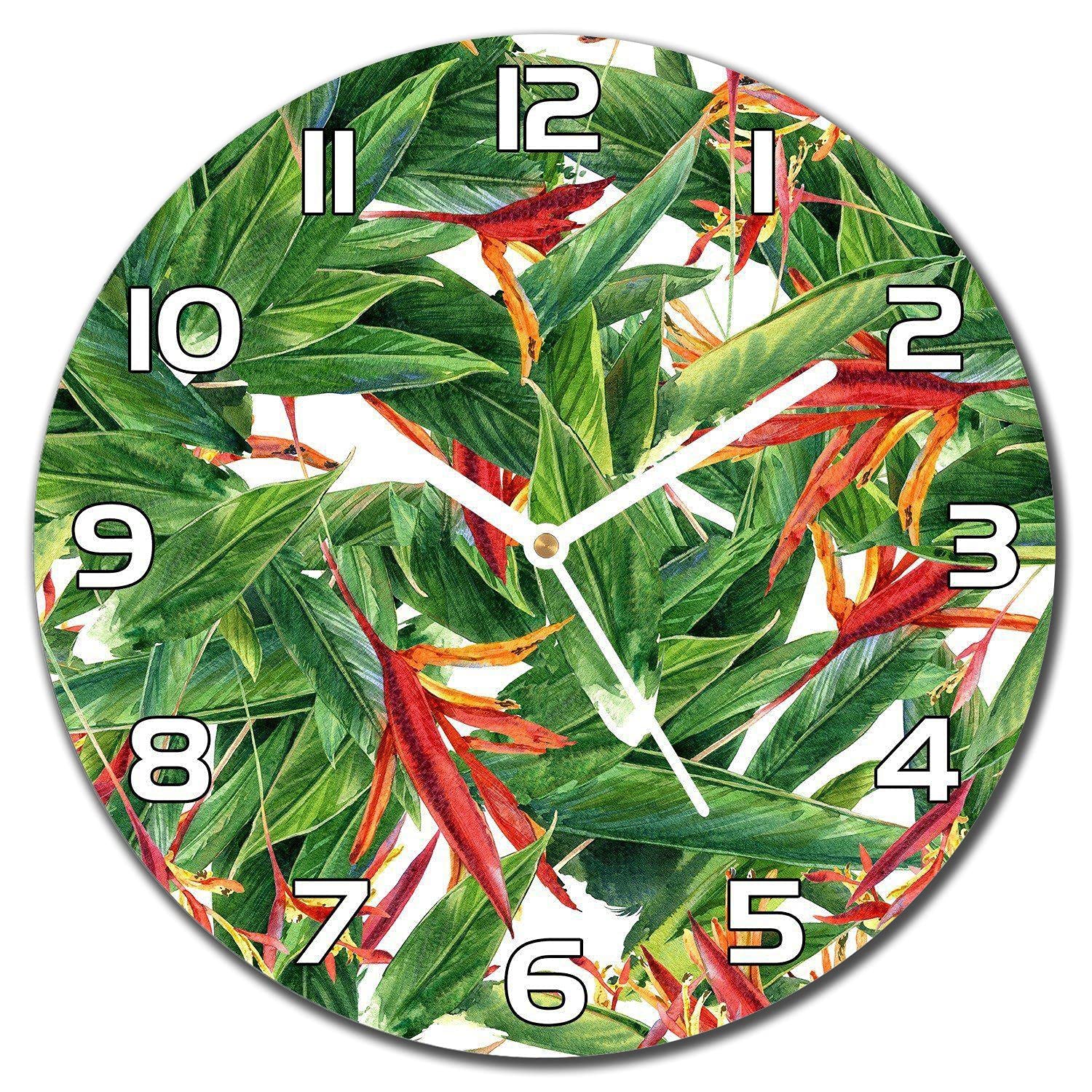 Horloge murale fleurs en verre pour décorer la cuisine et le salon