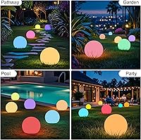 Vista 7 de Luz de bola de 8 pulgadas, luz de globo brillante al aire libre con control remoto, luz nocturna LED de bola de observación solar, 16 modos