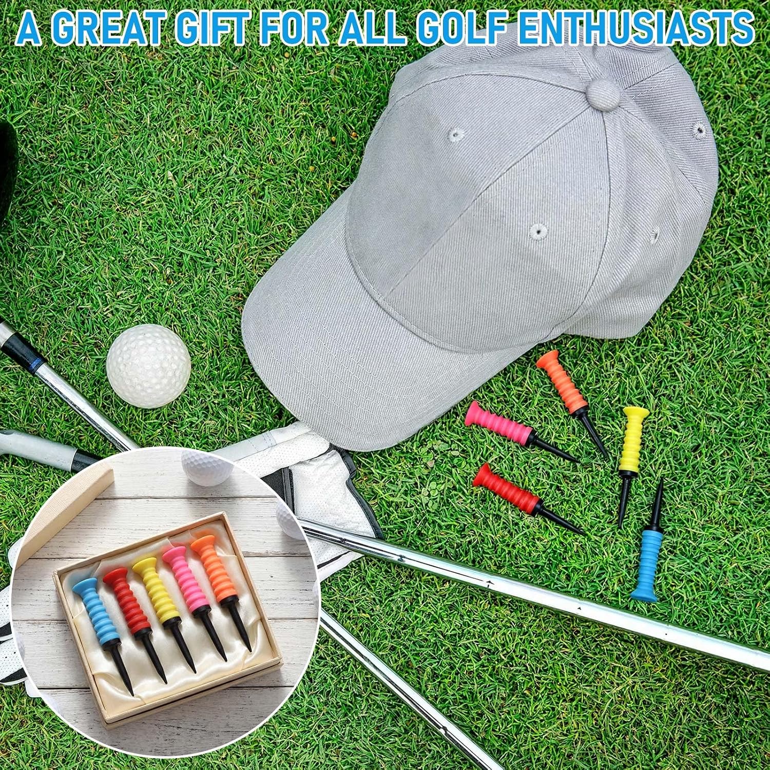 Outus 20 Pack Plastic Golf Tees with Soft Rubber Top, 3 1/4 Inch Golf Tees Reduce Friction & Side Spin, Stable Ball Support for Drivers & Irons, Practice & Tournament Use, Multiple Colors