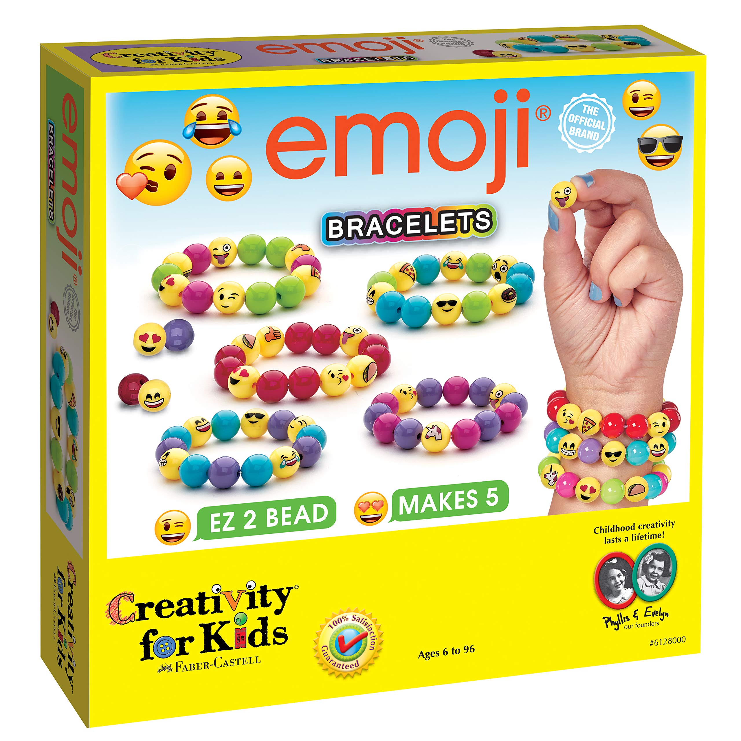 Creativity for Kids Emoji Bracelets, Makes 5 Bead Bracelets - Arts and Crafts Jewelry Making for Kids