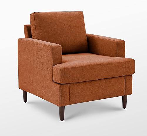 Miniatura 7 de Silla decorativa Mid-Century moderna, sillón de tela de lino para sala de estar, cómodas sillas tapizadas de lectura para dormitorio, sofá